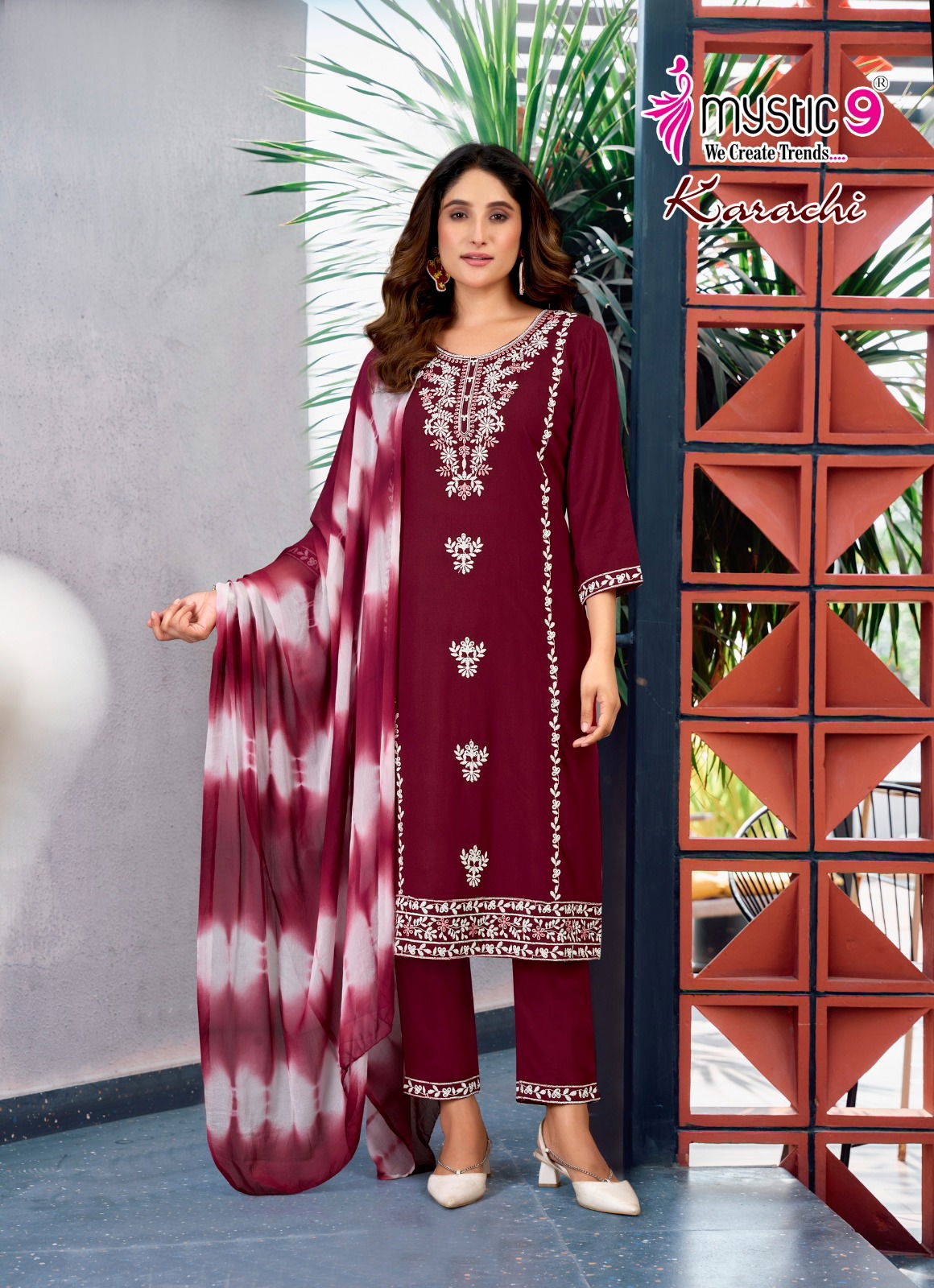 Karachi Vol 5 By Mystic 9 Heavy Rayon Kurti With Bottom Dupatta Orders In India